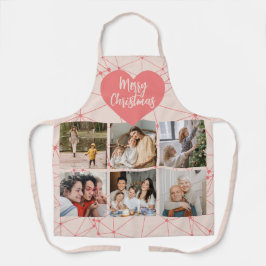 Girly Pink Merry kerstfamilie Foto Collage Schort