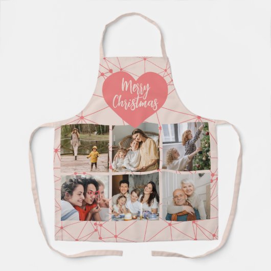 Girly Pink Merry kerstfamilie Foto Collage Schort (Voorkant)