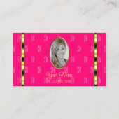 Girly Pink met foto's met patterned Letters Gold D Visitekaartje (Voorkant)