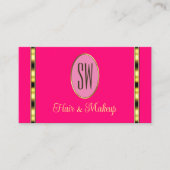 Girly Pink met Monogram Gold Stripes Professional Visitekaartje (Voorkant)