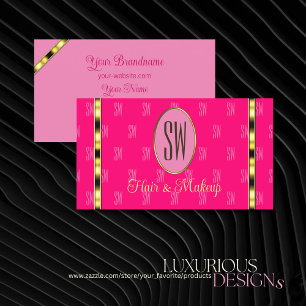 Girly Pink met Monogram Patterned Letters Modern Visitekaartje