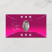 Girly Pink met Silver Decor Diamonds en Foto Visitekaartje (Voorkant)