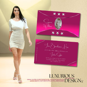 Girly Pink met Silver Decor Diamonds en Foto Visitekaartje