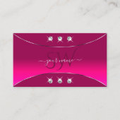 Girly Pink met Silver Decor Diamonds en Monogram Visitekaartje (Voorkant)