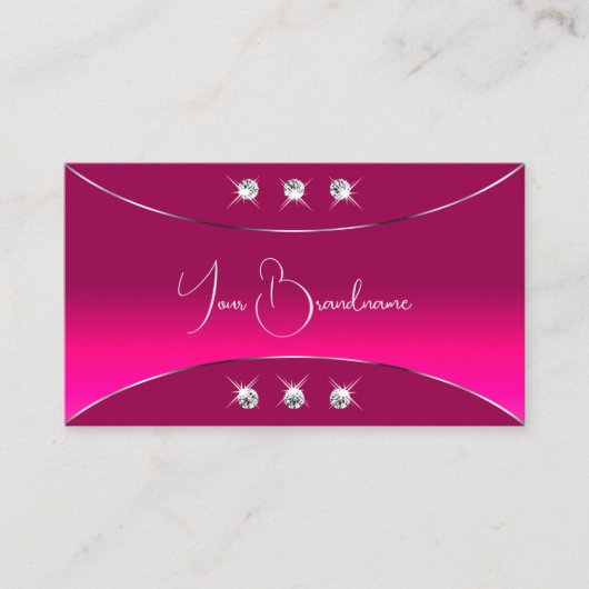 Girly Pink met Silver Decor en Sparkle Diamonds Visitekaartje (Voorkant)