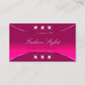 Girly Pink met Silver Decor en Sparkly Diamonds Visitekaartje (Voorkant)