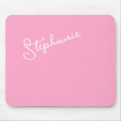 Girly Pink Minimalist Script Personalized Name  Muismat (Voorkant)