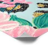 Girly Pink Mint Ombre Floral Glitter Leopard Print (Hoek)