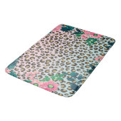 Girly Pink Mint Ombre Floral Glitter Leopard Print Badmat (Gekanteld)