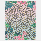 Girly Pink Mint Ombre Floral Glitter Leopard Print Fleece Deken (Voorkant)