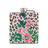 Girly Pink Mint Ombre Floral Glitter Leopard Print Heupfles (Achterkant)