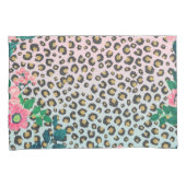 Girly Pink Mint Ombre Floral Glitter Leopard Print Kussensloop (Voorkant-Rechts)