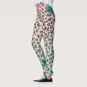 Girly Pink Mint Ombre Floral Glitter Leopard Print Leggings (Links)