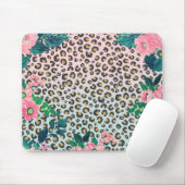 Girly Pink Mint Ombre Floral Glitter Leopard Print Muismat (Met muis)