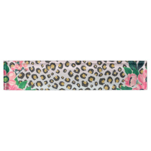 Girly Pink Mint Ombre Floral Glitter Leopard Print Naambordje