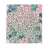 Girly Pink Mint Ombre Floral Glitter Leopard Print Notitieblok (Voorkant)