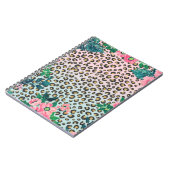 Girly Pink Mint Ombre Floral Glitter Leopard Print Notitieboek (Linkerzijde)