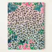 Girly Pink Mint Ombre Floral Glitter Leopard Print Planner (Achterkant)