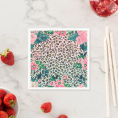 Girly Pink Mint Ombre Floral Glitter Leopard Print Servet (Insitu)