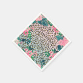 Girly Pink Mint Ombre Floral Glitter Leopard Print Servet (Hoek)