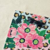 Girly Pink Mint Ombre Floral Glitter Leopard Print Strandlaken (In situ)