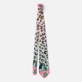 Girly Pink Mint Ombre Floral Glitter Leopard Print Stropdas