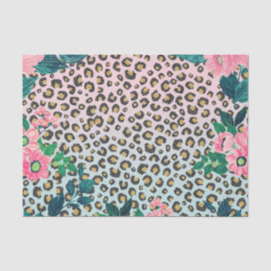 Girly Pink Mint Ombre Floral Glitter Leopard Print Tissuepapier