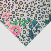 Girly Pink Mint Ombre Floral Glitter Leopard Print Tissuepapier (Detail)