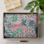 Girly Pink Mint Ombre Floral Glitter Leopard Print Tissuepapier (Geschenk)