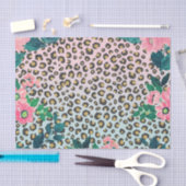 Girly Pink Mint Ombre Floral Glitter Leopard Print Tissuepapier (Craft)