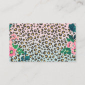 Girly Pink Mint Ombre Floral Glitter Leopard Print Visitekaartje (Achterkant)