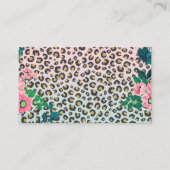 Girly Pink Mint Ombre Floral Glitter Leopard Print Visitekaartje (Voorkant)