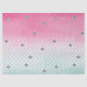 Girly Pink Mint Silver Glitter Mermaid Tissuepapier (Voorkant)