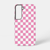 Girly Pink Modern Checkerboard Pattern Samsung Galaxy Hoesje (Achterkant)
