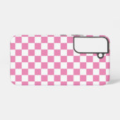 Girly Pink Modern Checkerboard Pattern Samsung Galaxy Hoesje (Achterkant horizontaal)