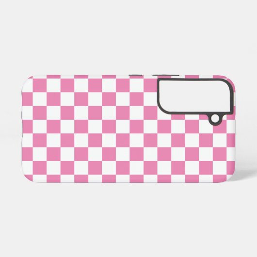 Girly Pink Modern Checkerboard Pattern Samsung Galaxy Hoesje (Achterkant horizontaal)