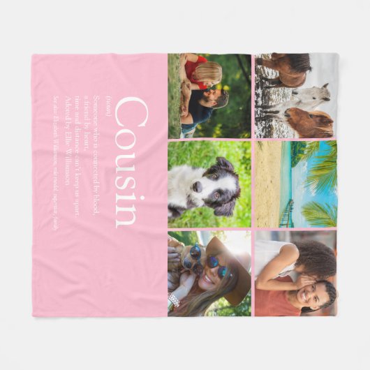  Girly Pink Modern Fun 6 Photo Neef Fleece Deken (Voorkant (Horizontaal))