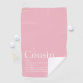 Girly Pink Modern Typographic Cousin Definition Golfhanddoek (Insitu)