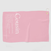 Girly Pink Modern Typographic Cousin Definition Golfhanddoek (Horizontaal)