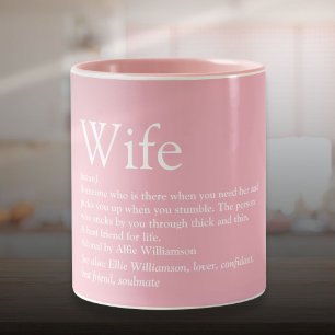 Girly Pink Modern Typographic Fun Wife Definition Tweekleurige Koffiemok