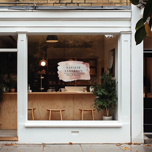 Girly Pink Modern Watercolour Branding Sign Raamsticker