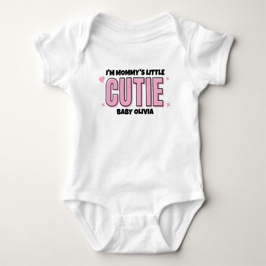 Girly Pink Mommy Little Cutie Gepersonaliseerd Romper (Voorkant)