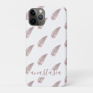 Girly Pink Monogram Feathers Pattern Case-Mate iPhone Case