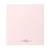 Girly Pink Monogram Modern Script gepersonaliseerd Notitieblok (Voorkant)