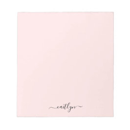 Girly Pink Monogram Modern Script gepersonaliseerd Notitieblok