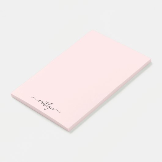 Girly Pink Monogram Modern Script gepersonaliseerd Post-it® Notes (Schuin)