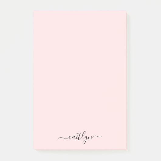Girly Pink Monogram Modern Script gepersonaliseerd Post-it® Notes (Voorkant)