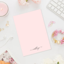 Girly Pink Monogram Modern Script gepersonaliseerd