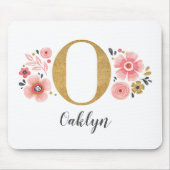 Girly Pink Monogram Muismat (Voorkant)