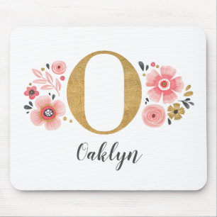 Girly Pink Monogram Muismat